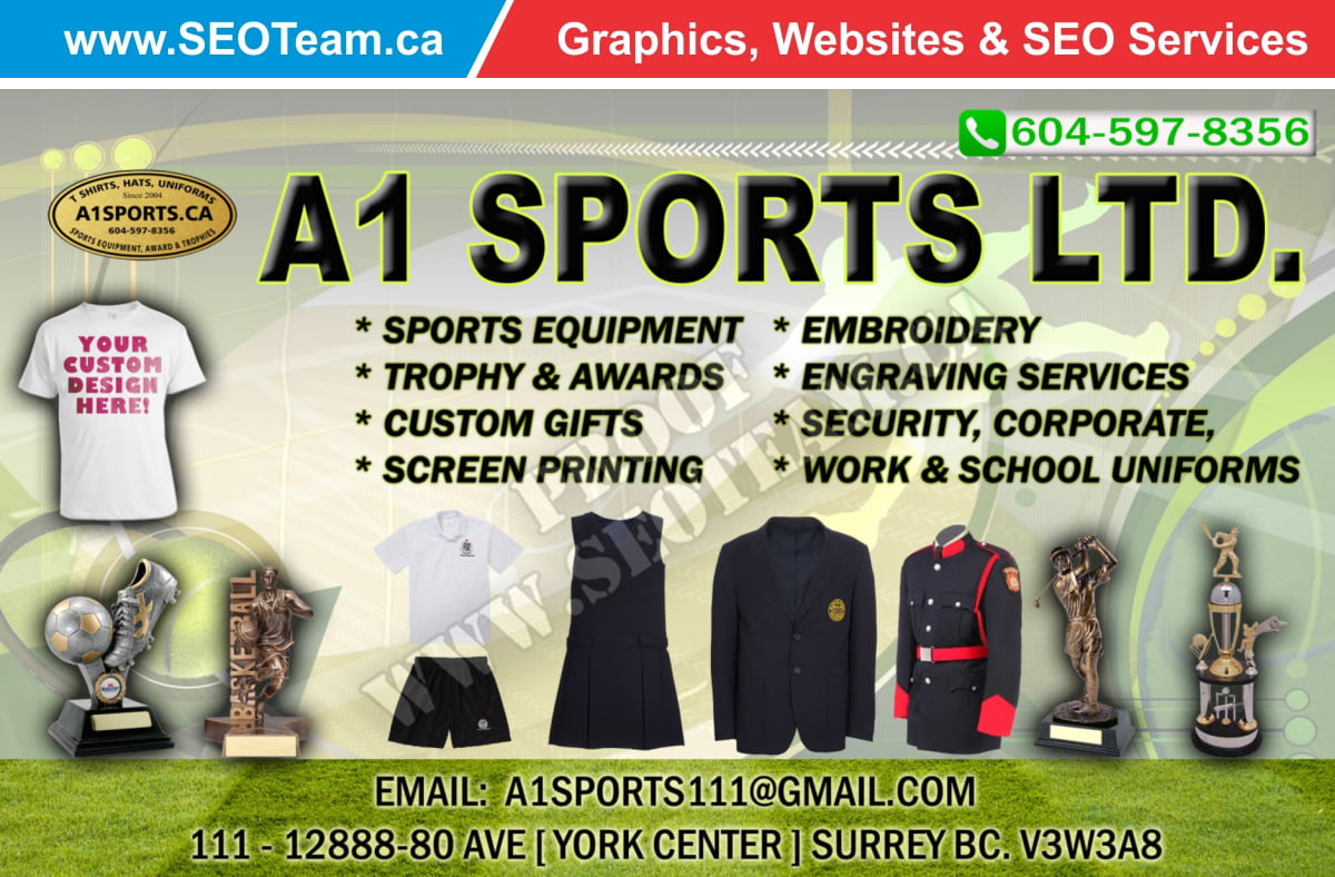 A1 Sports Ltd, Surrey BC Design By SEOTeam.ca SEO &  Design