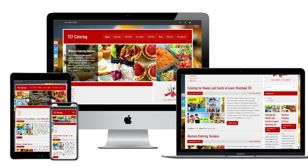 Catering Services Website Design – 152catering.ca